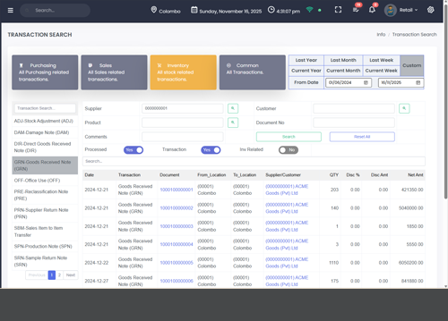 Advanced Transaction Search